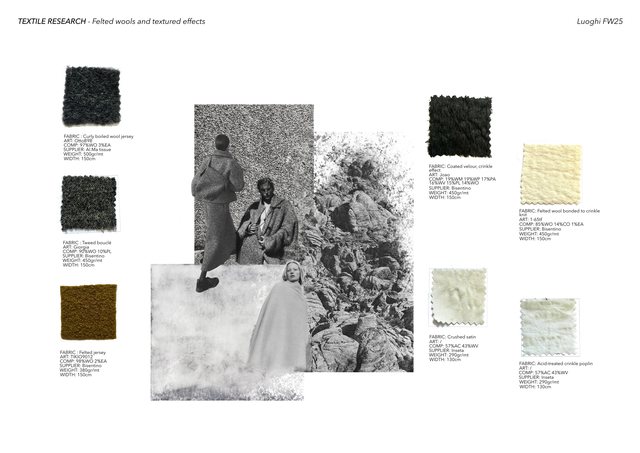 Luoghi project, Textile research, Felted wools and textured effects