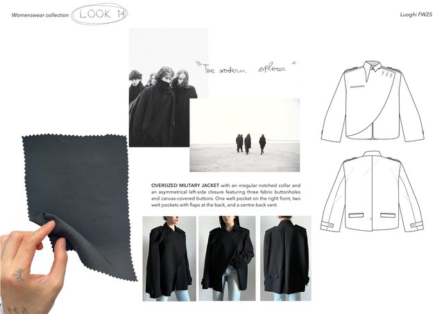Luoghi project, Look 14, oversized military jacket
